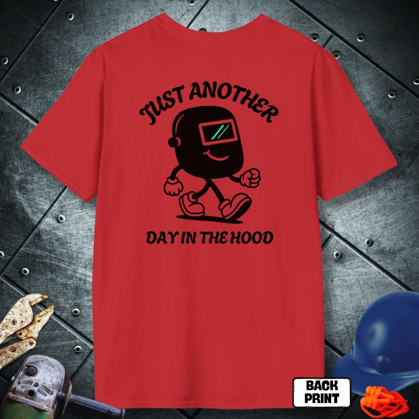 Red HOOD MODE (Backprint) Welder Shirt