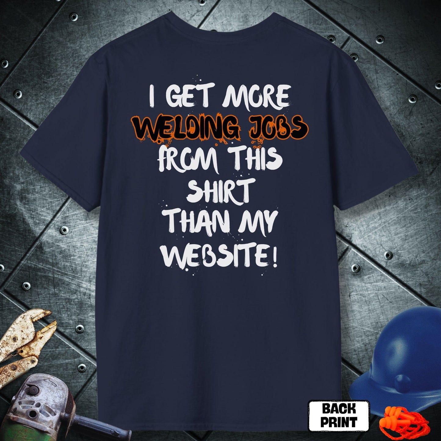 Navy Blue Tshirt Welding Hustle Magnet