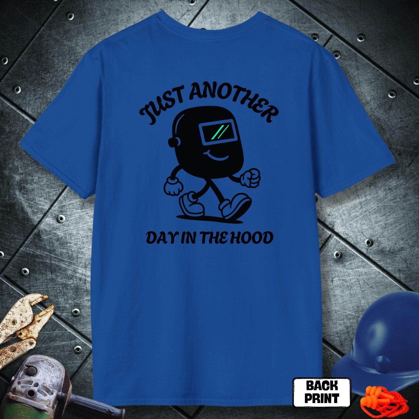 Royal Blue HOOD MODE (Backprint) Welder Shirt