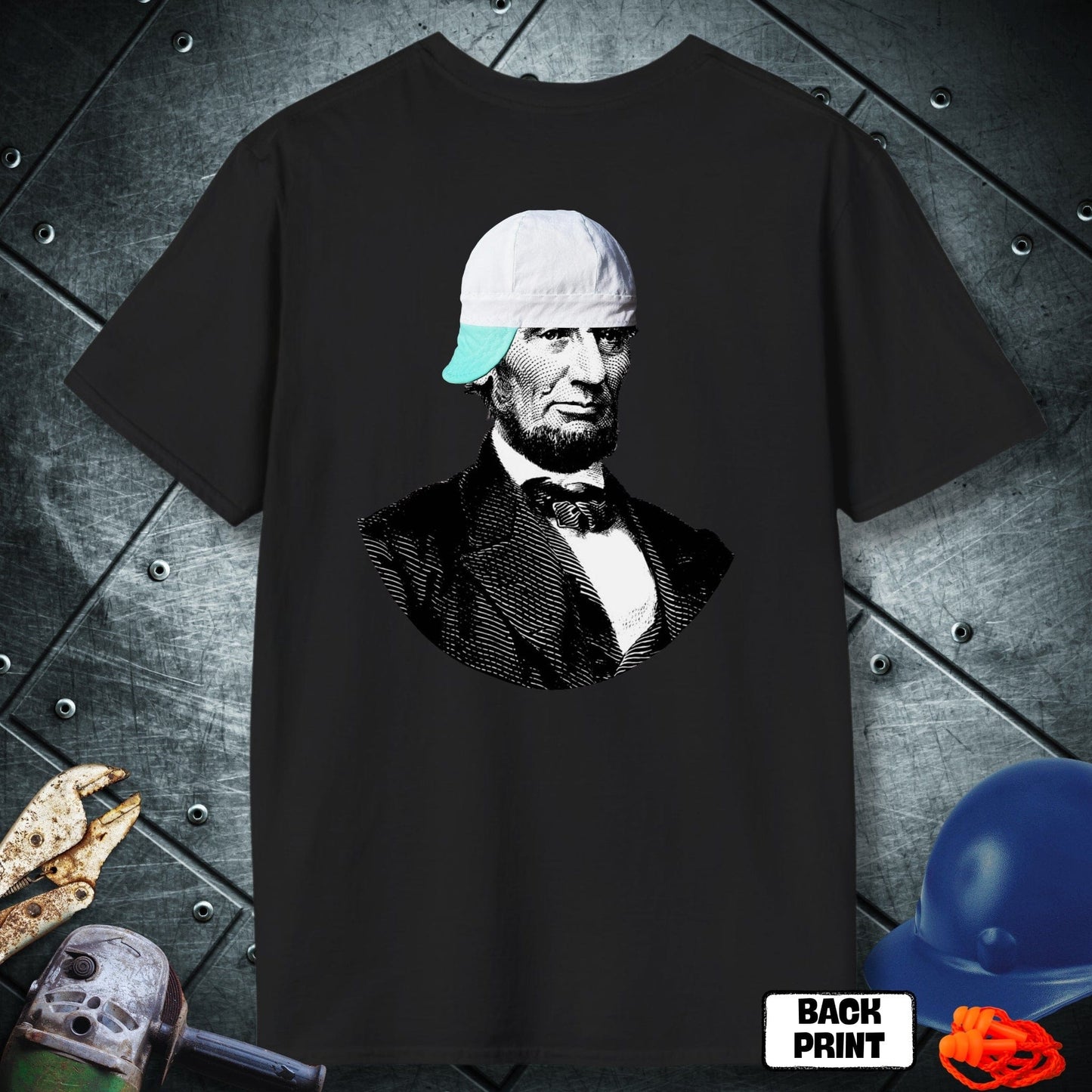 Black Lincoln Welder (white Beanie) Tshirt