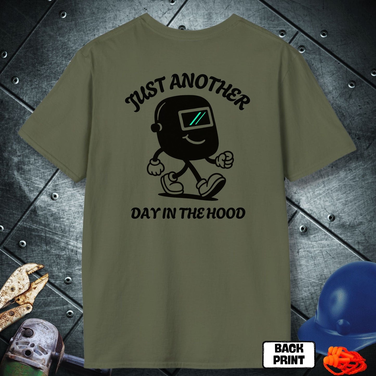 Military Green HOOD MODE (Backprint) Welder Shirt