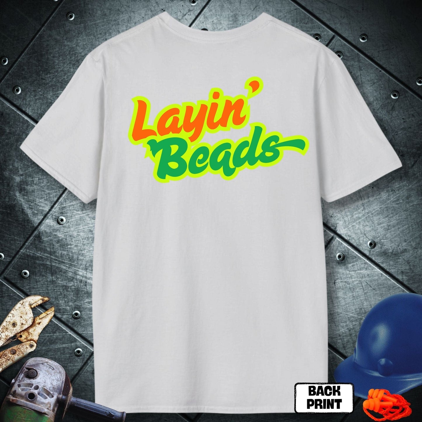 White Layin Beads Welder tshirt