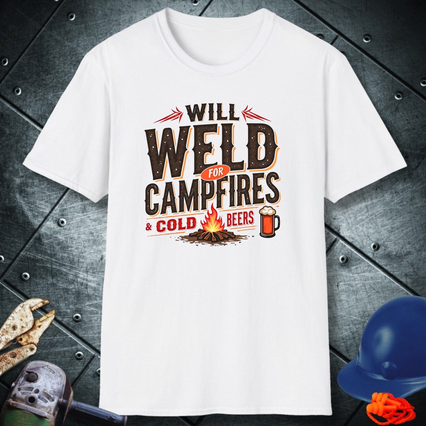 CAMPFIRES and beer welder shirt