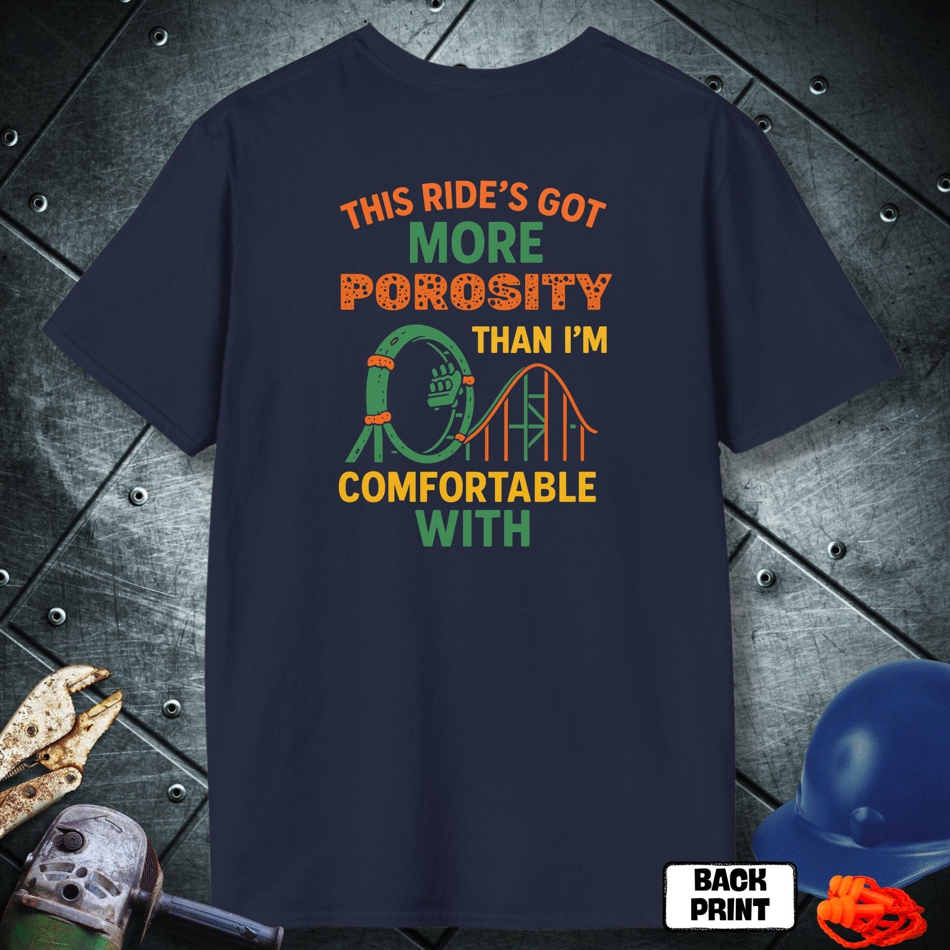 Navy Blue Roller Coaster Critic Welder TShirt
