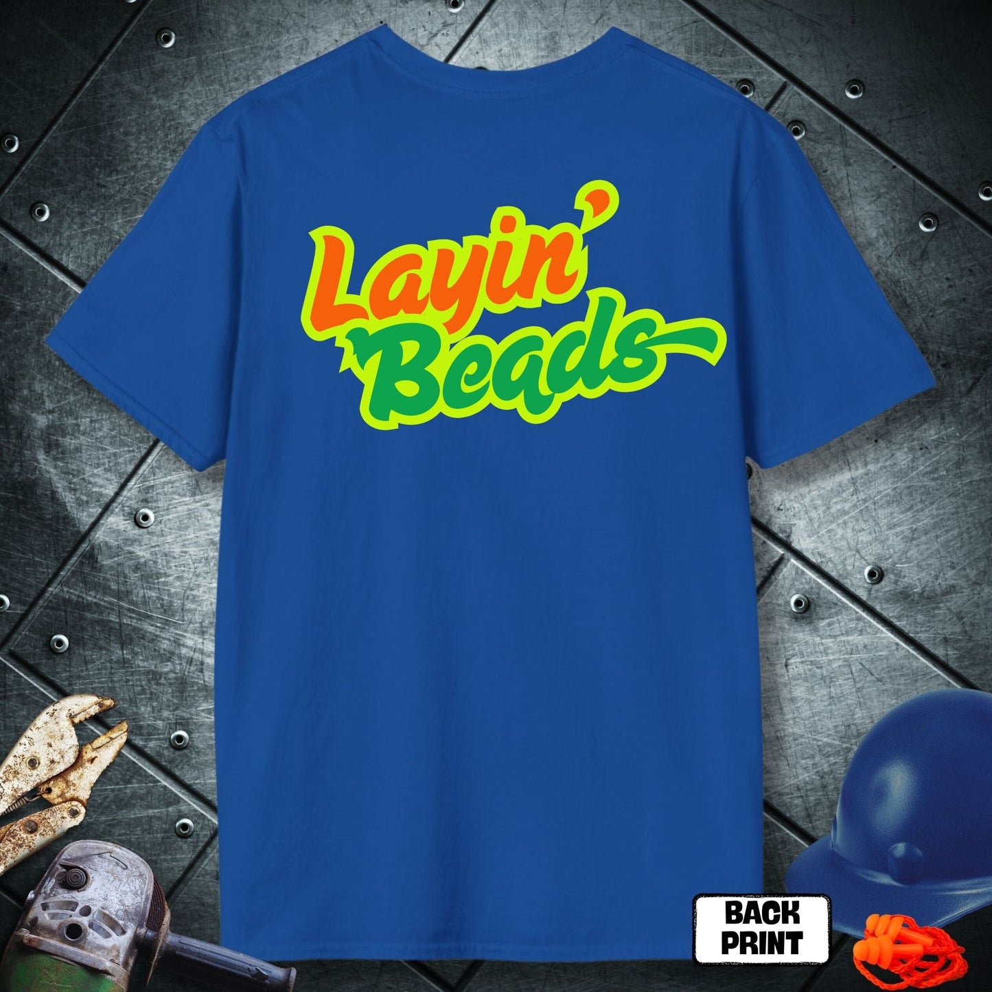 Royal Blue Layin Beads Welder tshirt