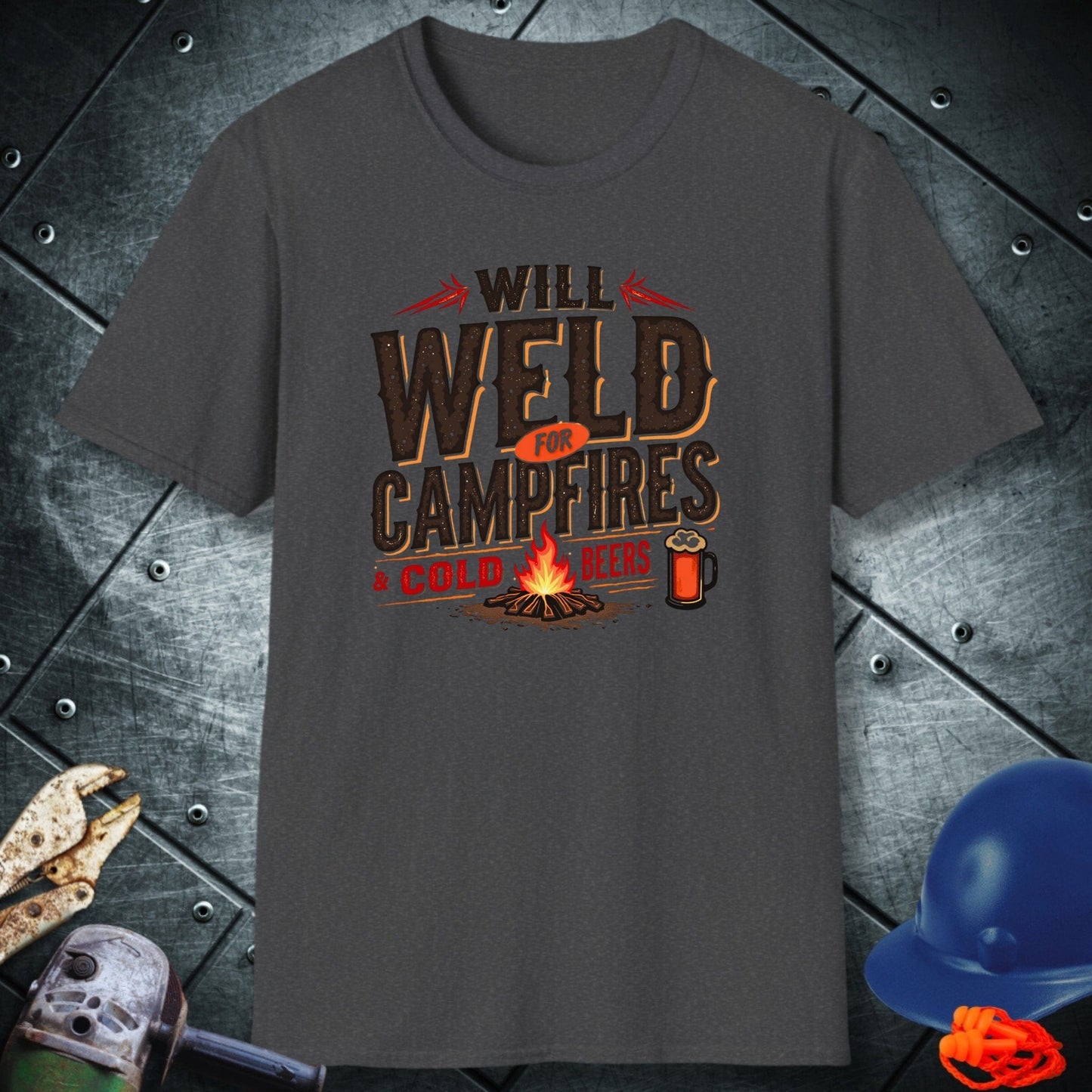 CAMPFIRES and beer welder shirt