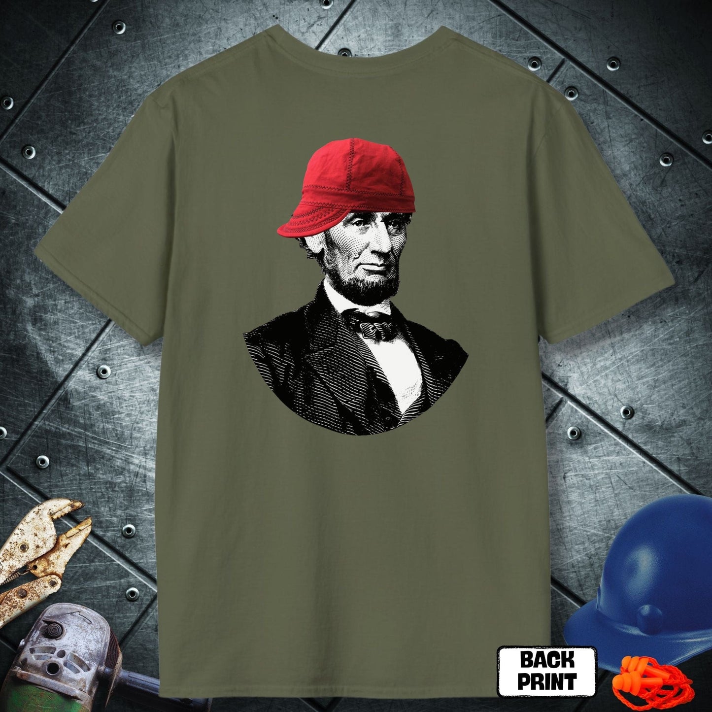 Military Green Lincoln Welder (BackPrint) tshirt