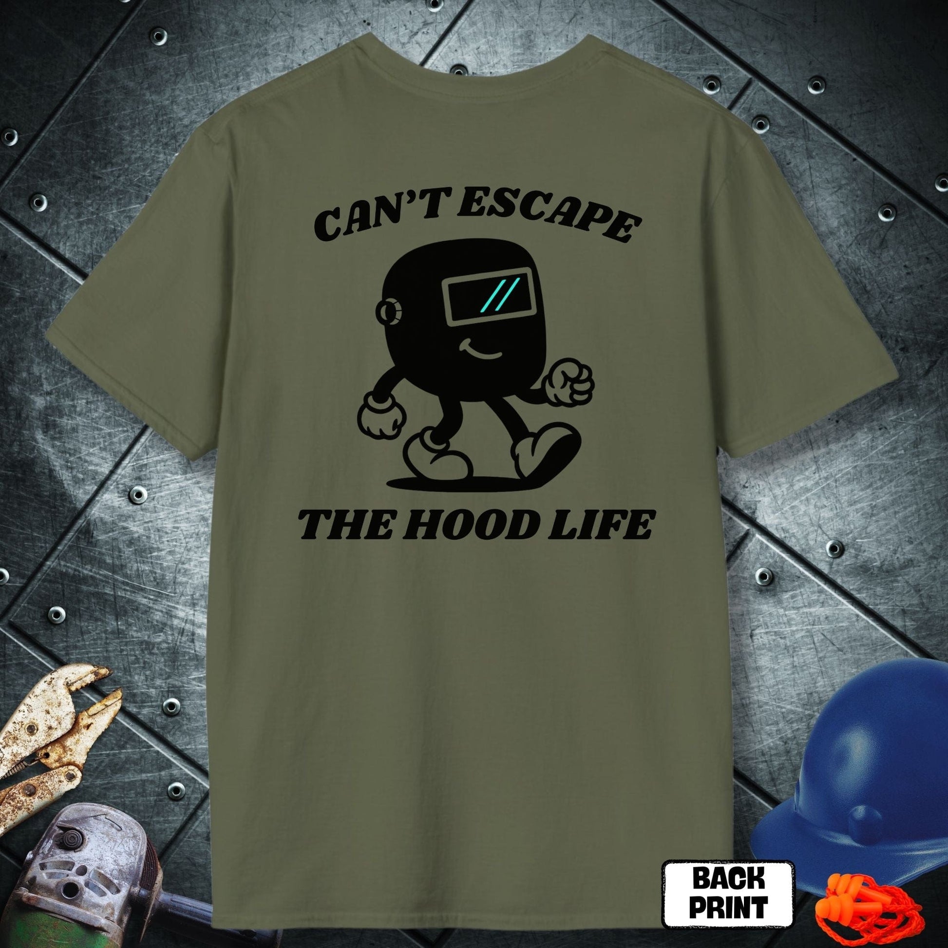 Military Green Hood Trapped Backprint